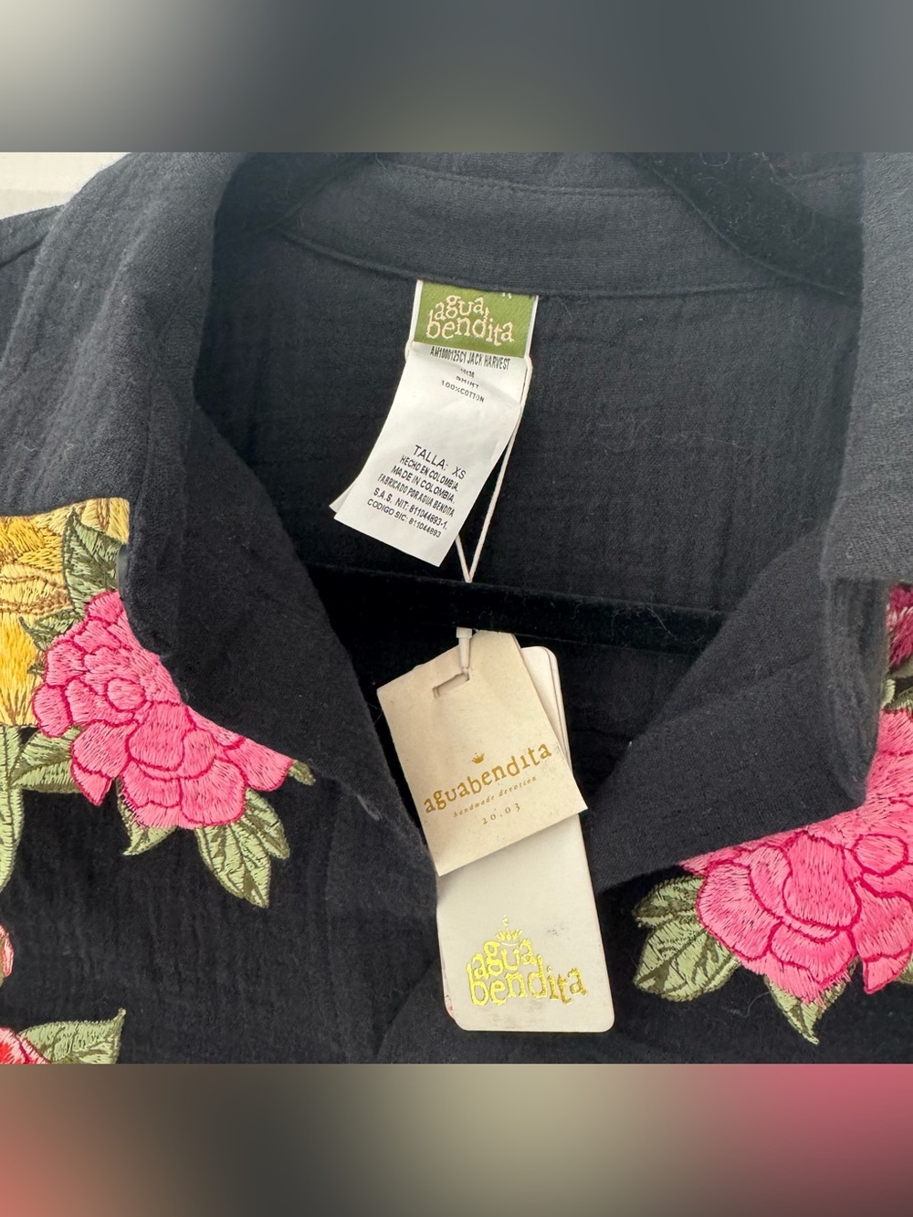 Agua Bendita NWT SET Cotton Jack Shirt & CeCe Shorts Embroidered Flower Crinkle - Picture 5 of 12